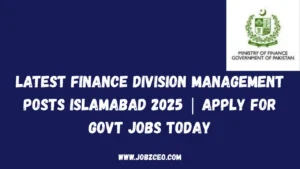 Latest Finance Division Management Posts Islamabad 2025 | Apply for Govt Jobs Today